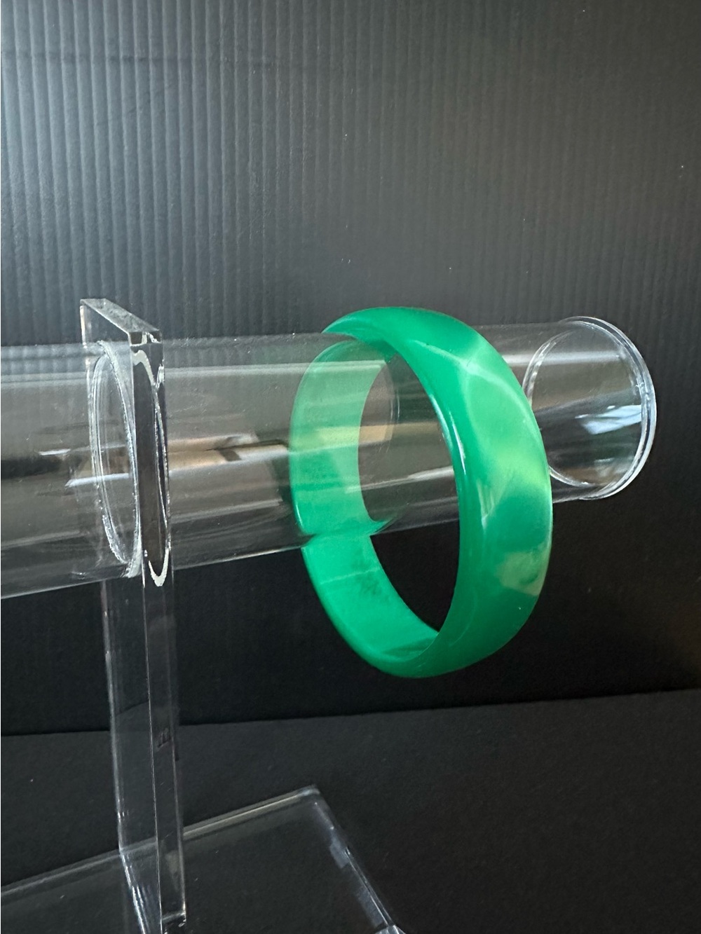 Vintage 1960s Moonglow Lucite Bangle Bracelet Opalescent Emerald Green Chunky